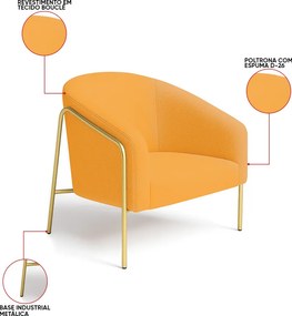 Poltrona Sala Industrial Alta Dourado Kit 2 Stella Bouclê D03 - D'Rossi - Mostarda