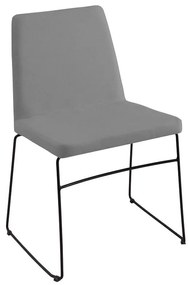 Cadeira Estofada de Jantar Paris Decoração Linho Cinza
