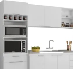 Armário de Cozinha CP04 Com Pia 150cm Pérola Z34 Branco     - Mpozenat