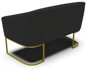 Sofá 2 Lugares Namoradeira Industrial Dourado Stella Veludo D03 - D'Rossi - Preto