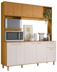 Cozinha Compacta Com Tampo Luiza Freijó/Ripado/Off Acetinado Z44 - Mpo