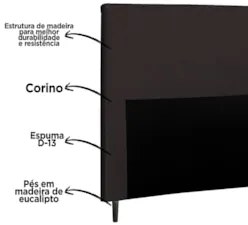 Cabeceira Cama Box Casal King 193cm Luna Sintético Marrom Z51 - Mpozen