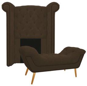 Kit Cabeceira e Calçadeira Veneza 100 cm Solteiro Suede Marrom - ADJ Decor