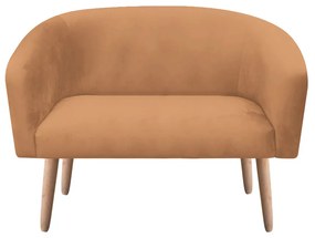 Namoradeira 02 Lugares Stella Suede Caramelo Sisal Pés Palito Natural D'Rossi