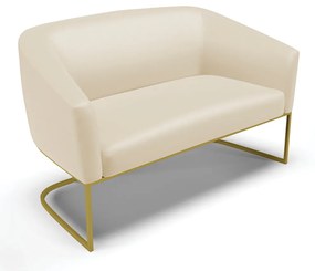 Sofá Namoradeira e Poltrona Base Industrial Dourado Stella Sintético D03 - D'Rossi - Bege