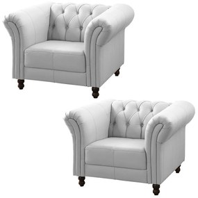 Kit 2 Poltronas Decorativa MaggioreCouro Branco G58 - Gran Belo