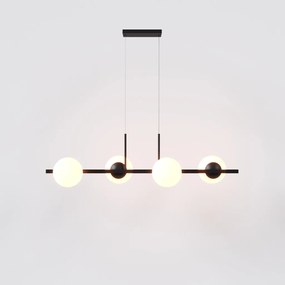 Pendente Botton Small Retângular 80X26Cm Alumínio E Globo Ø12Cm Fosco... (PRETO, FOSCO)