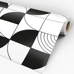 Papel de Parede Formas Geométricas Preta e Branca