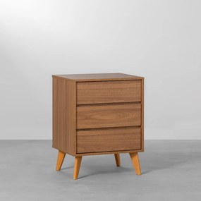 Mesa de Cabeceira Leni 3 Gavetas - Louro Freijó