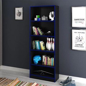 Armário Prateleiras para Escritório Home Office Gamer ME4141 MDP Preto/Azul G69 - Gran Belo
