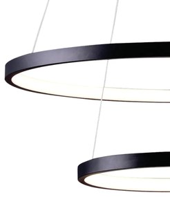 Pendente Montreal Aro Ø50X2Cm / Ø30X2Cm Led 40W 3000K Bivolt / 02 Anel... (Preto)