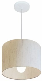 Lustre Pendente Cilíndrico Md-4054 Cúpula em Tecido 30x21cm Linho Bege - Bivolt