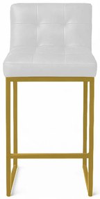 Banqueta Cozinha Alta com Encosto Industrial Dourado Lirina PU C05 - D'Rossi - Branco