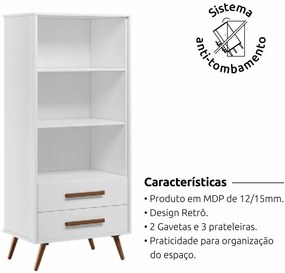 Estante Livreiro Organizador 02 Gavetas Retrô  Modena Branco - Loja Sheep - Branco
