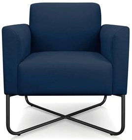 Poltrona Decorativa Isabella Base X Suede Azul Marinho/Preto G19 - Gran Belo