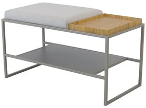 Banco Sapateira Eros Assento Perola e Base Champagne 120cm - 67681 Sun House