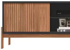 Rack Para Sala Bancada de TV 72 Pol Ripado 184cm Tannen Freijó/Preto -