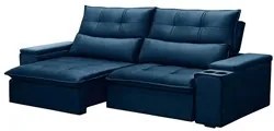 Sofá Retrátil Reclinável 3 Lugares 230cm Moritz F05 Veludo Azul - Mpoz