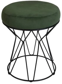 Puff Cost Veludo Verde Base Aco Preta 51cm - 60240 Sun House
