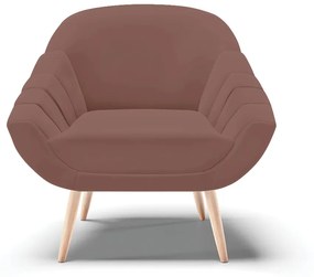 Kit 02 Poltronas Giovana Veludo Pés Palito Natural D03 - D'Rossi - Rose