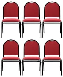 Kit 6 Cadeiras Hoteleiras Auditório Empilhável Linho Z33 Vermelho - Mp