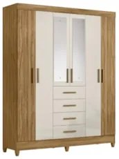 Guarda Roupa Casal 165cm Com Espelho Khani Freijó/Off Z17 - Mpozena