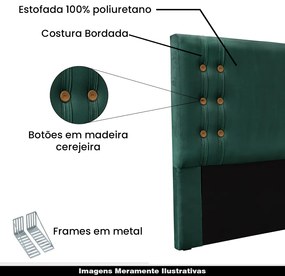 Cabeceira Decorativa Casal 1,40M Kors Veludo Verde Floresta G63 - Gran Belo
