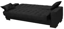 Sofá Cama para Sala de Estar Lisboa Suede Preto - Ibiza