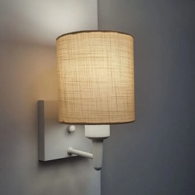 Arandela Quadrada Md-2033 Branco Cúpula em Tecido Cilíndrica Palha - Bivolt
