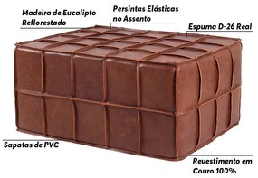 Puff Decorativo Mercury 60x80 Couro Mel G34 - Gran Belo