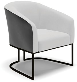 Poltrona Decorativa Industrial Preto Stella Preto/Linho Cinza D03 - D'Rossi