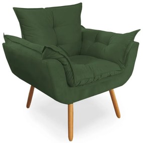 Poltrona Decorativa Opala Pés Palito Suede Verde - Sheep Estofados - Verde escuro