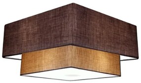Plafon Duplo Quadrado Md-3022 Cúpula em Tecido 25/50x35cm Café / Palha - Bivolt