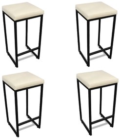 Banqueta Alta para Cozinha Industrial Kit 4 Nick Preto e Sintético D03 - D'Rossi - Bege