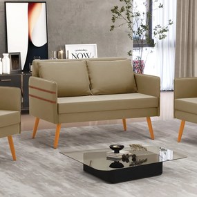 Namoradeira 02 Lugares Mari Suede Pés Palito Castanho - D'Rossi - Marrom Rato
