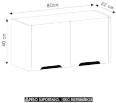 Armário de Cozinha Aéreo Para Geladeira 80cm Marina Freijó L01 - Mpoze