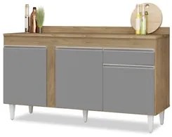 Balcão Gabinete para Pia com Tampo 150cm 3 Portas 1 Gaveta Dakota Cast