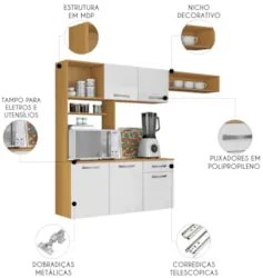 Armário de Cozinha Compacta 180cm Maxyn Cinamomo/Branco A15 - Mpozenat