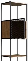 Estante Livreiro 1 Porta 1 Gaveta Estilo Industrial York Vermont/Preto