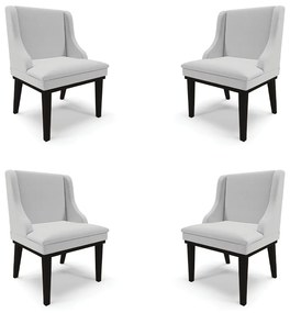 Kit 4 Cadeiras Decorativas Sala de Jantar Base Fixa de Madeira Firenze Linho Cinza/Preto G19 - Gran Belo