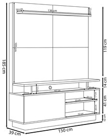 Home Decorativo Vicente MDF/MDP TV até 60 Polegadas Porta de Correr Jatobá/Off White G77 - Gran Belo