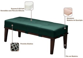 Puff Decorativo 100cm Martínez Veludo Pés Madeira Verde/Imbúia G62 - Gran Belo