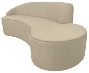 Sofá 3 Lugares Eros D07 Curvo 210cm Braço Esquedo Veludo Creme - D'Rossi