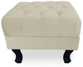 Puff Baú Decorativo Capitonê Luis XV 50x40cm Suede Bege - Sheep Estofados - Bege