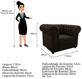 Poltrona Decorativa Chesterfield Ana Corano Marrom - ADJ Decor