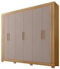 Guarda Roupa Casal 230cm Com 6 Portas Brasid Mel/Cacao C01 - Mpozenato