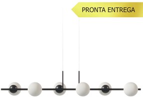 Pendente Botton Long Retângular 26X12X120Cm Alumínio E Globo Ø12Cm Fos... (DOURADO BRILHO, FOSCO)