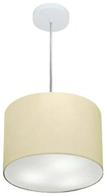 Lustre Pendente Cilíndrico Md-4210 Cúpula em Tecido 30x25cm Algodão Crú - Bivolt