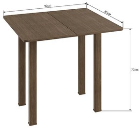 Conjunto Sala Jantar Mesa Dobrável Mdf 4 Banquetas Estofadas - Ameixa Negra/Preto