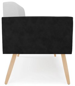 Sofá Namoradeira 2 Lugares Pés Palito Natural Elisa Preto/Linho Cinza A05 D03 - D'Rossi